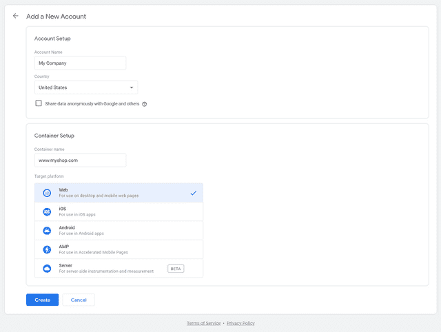 Create Google Tag Manager account